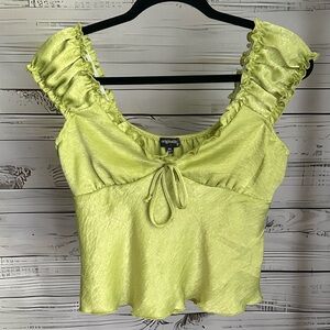 Originality Lime Green Ruffle Top Size M
